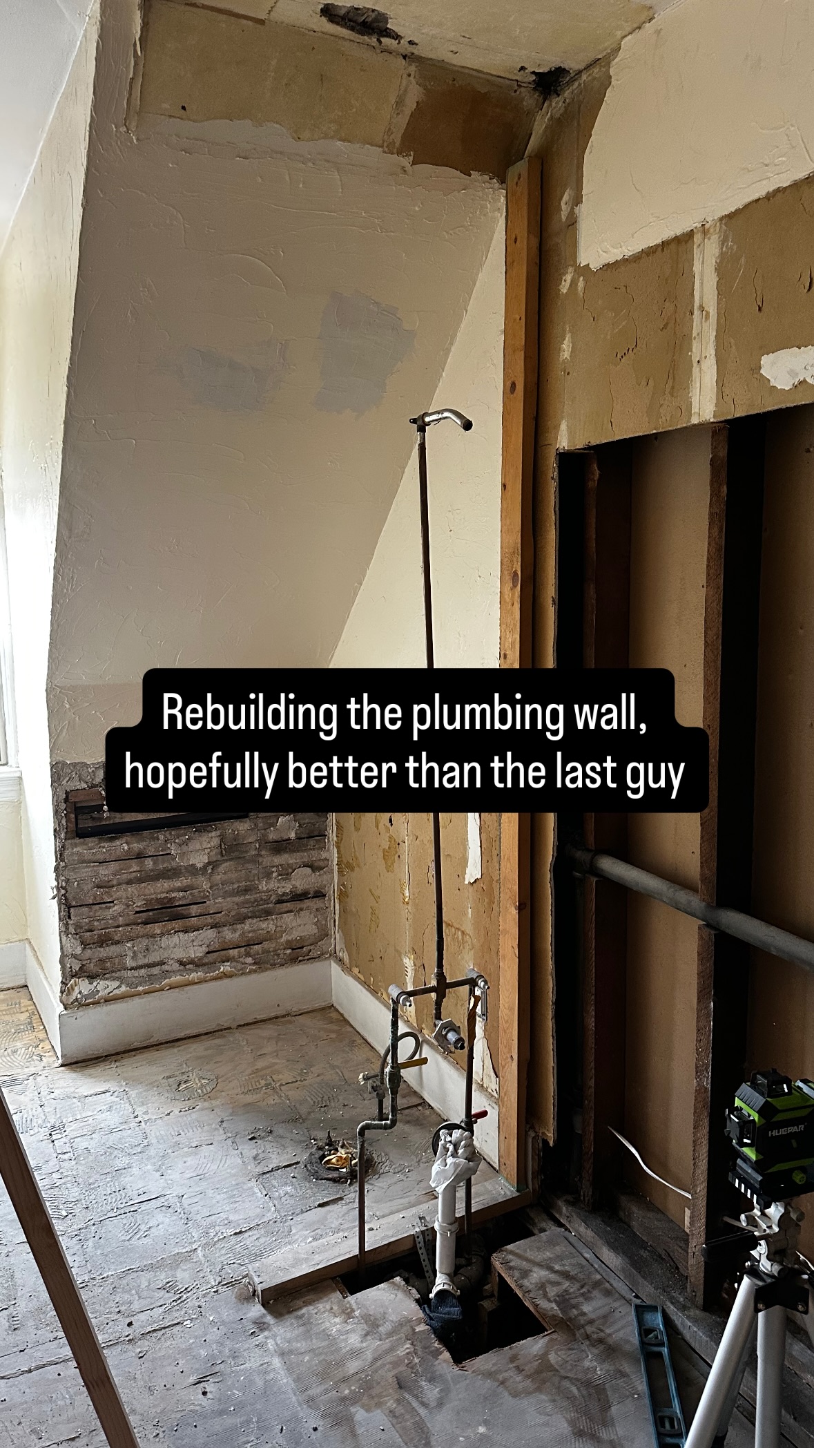 Rebuilding the plumbing wall, hopefully better than the last guy