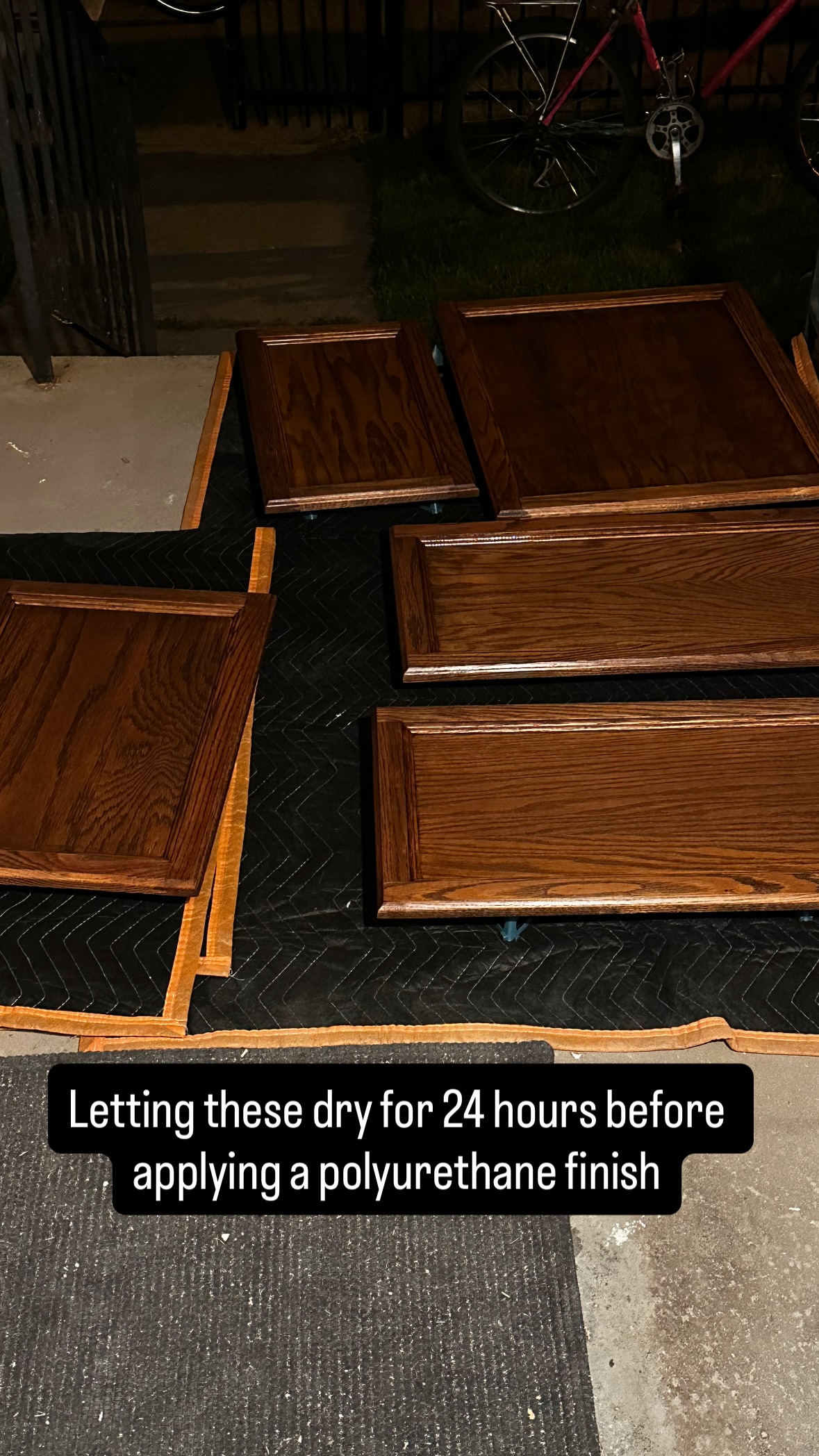 Letting these dry for 24 hours before applying a polyurethane finish