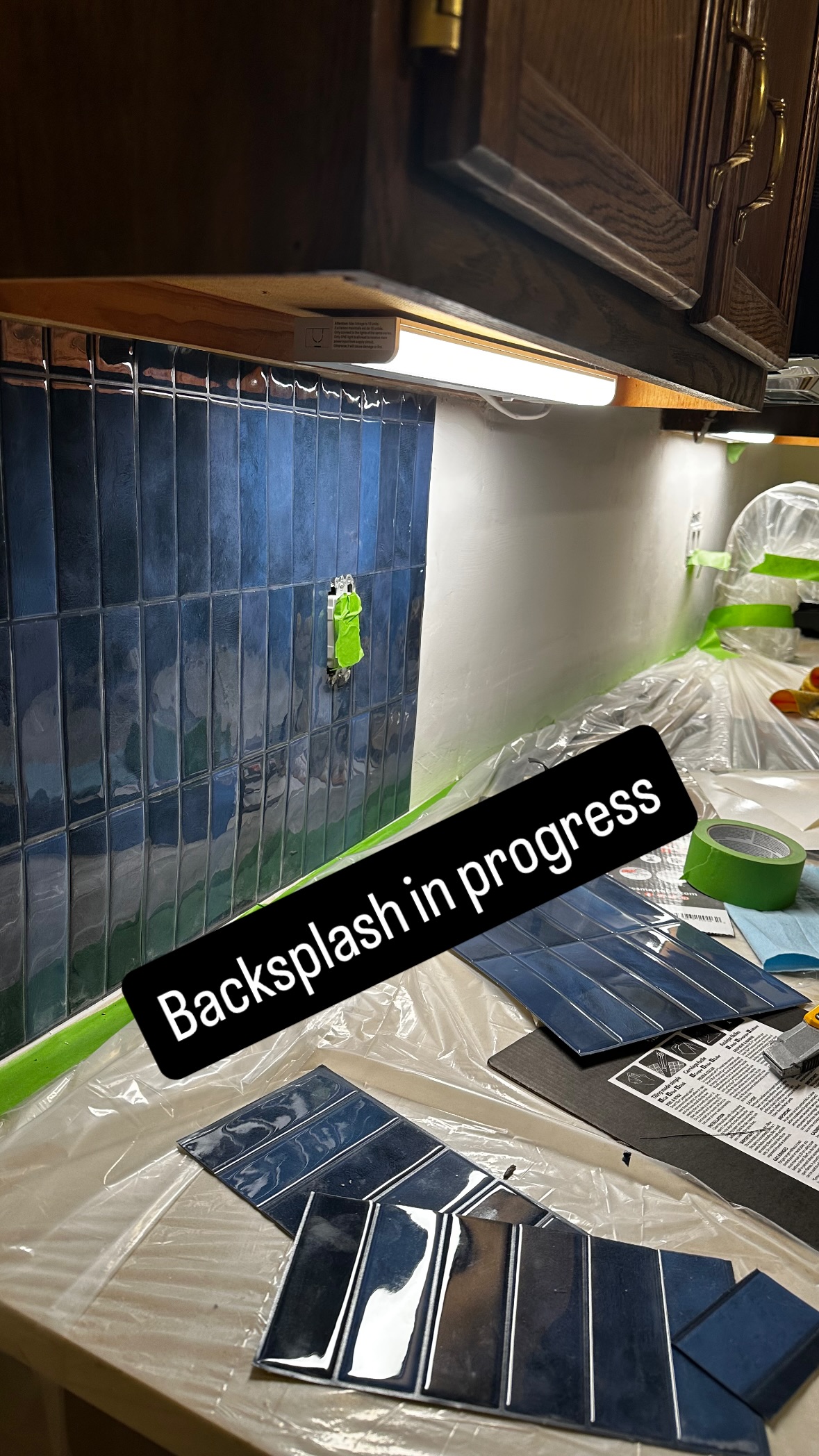 Backsplash in progress