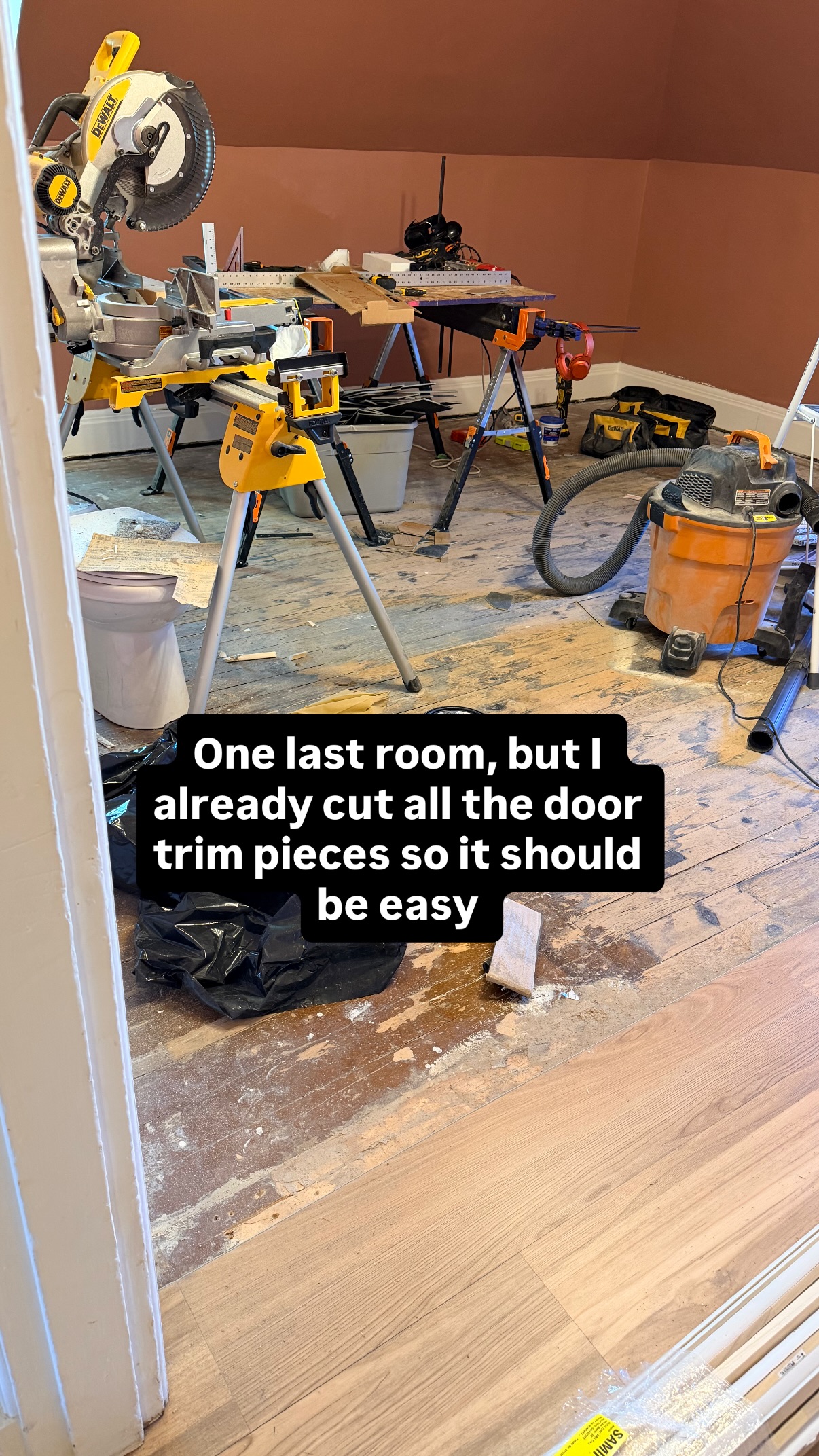 One last room, but I already cut all the door trim pieces so it should be easy