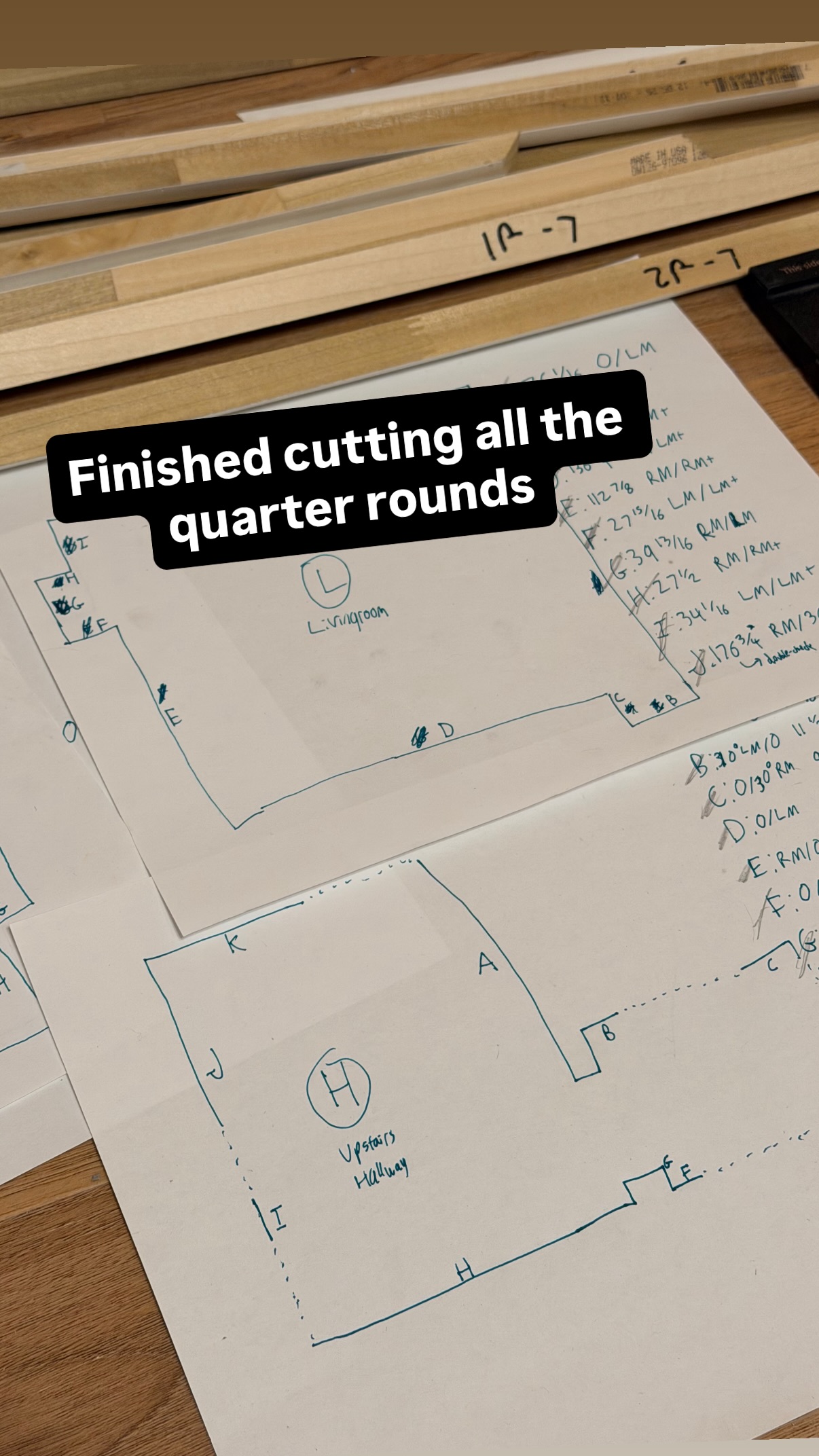 Finished cutting all the quarter rounds